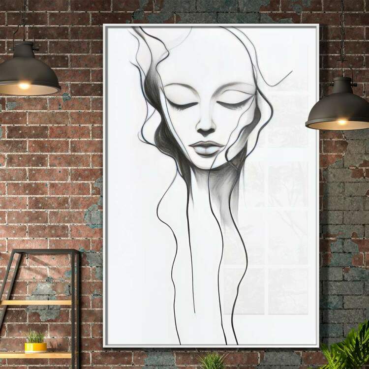 Quadro Decorativo Desenho Minimalista Rosto de Mulher