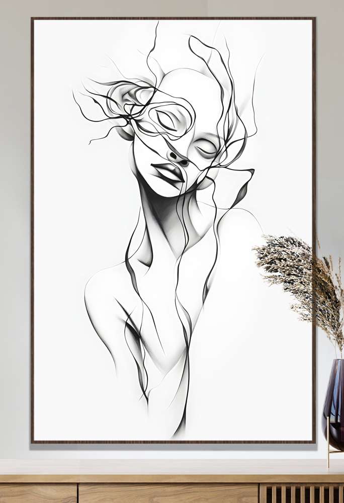 Quadro Decorativo Desenho Minimalista Tra�os em Mulher