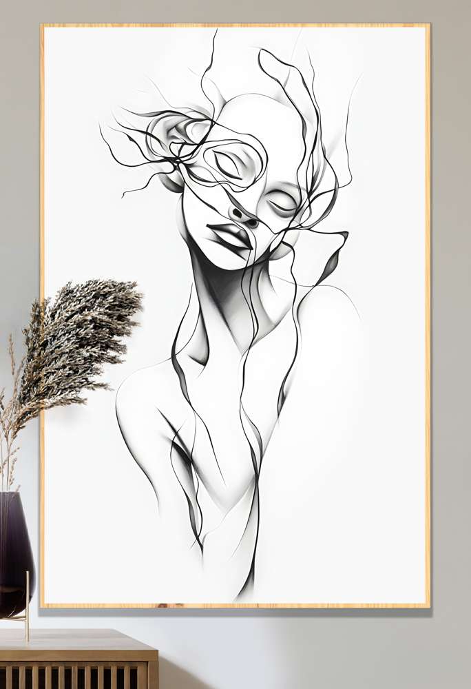 Quadro Decorativo Desenho Minimalista Tra�os em Mulher