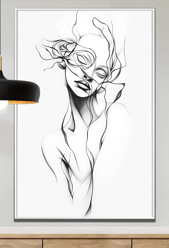 Quadro Decorativo Desenho Minimalista Tra�os em Mulher