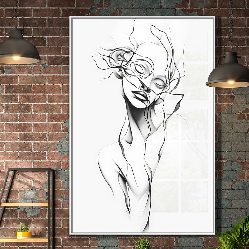 Quadro Decorativo Desenho Minimalista Tra�os em Mulher