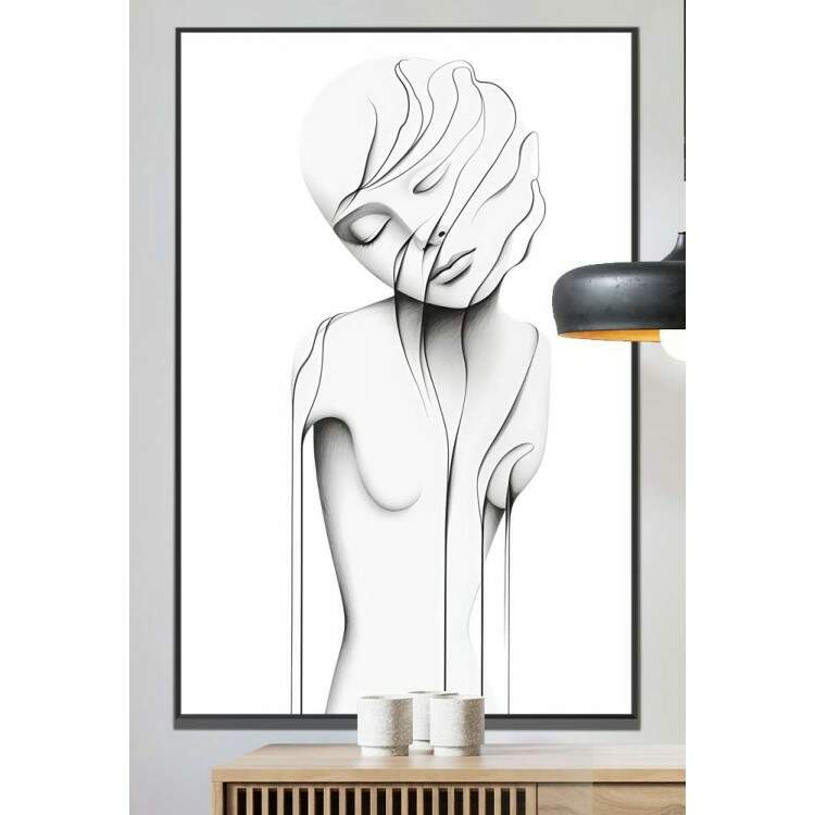 Quadro Decorativo Minimalista Desenho de Mulher Se Desfazendo