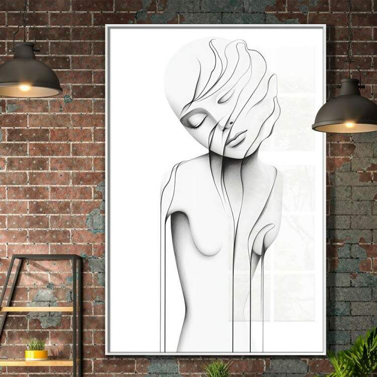 Quadro Decorativo Minimalista Desenho de Mulher Se Desfazendo