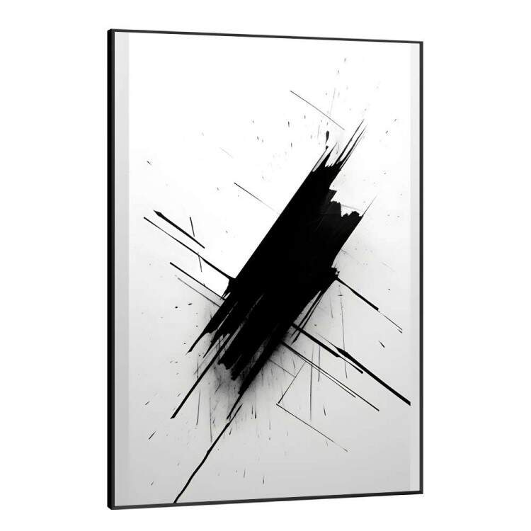 Quadro Decorativo Minimalista Detalhe Preto Fundo Branco