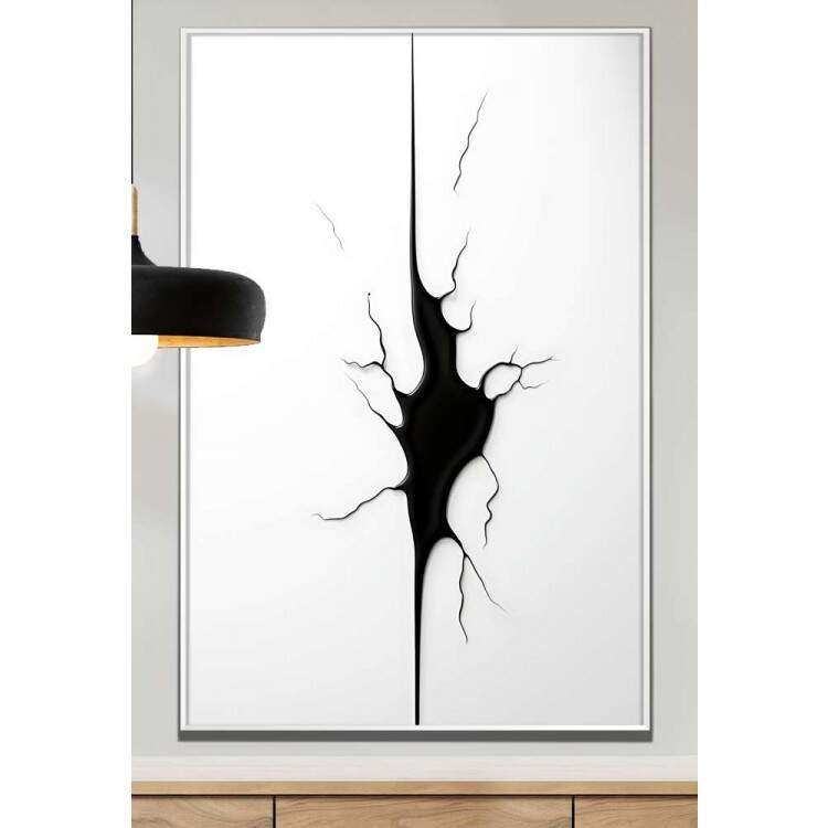 Quadro Decorativo Minimalista Estilo Trincado Preto