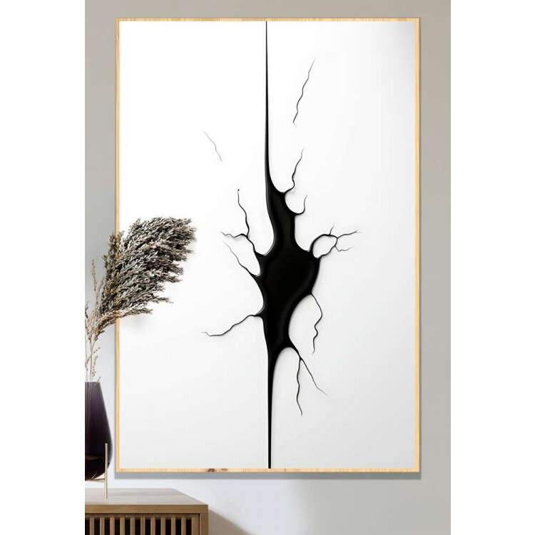 Quadro Decorativo Minimalista Estilo Trincado Preto