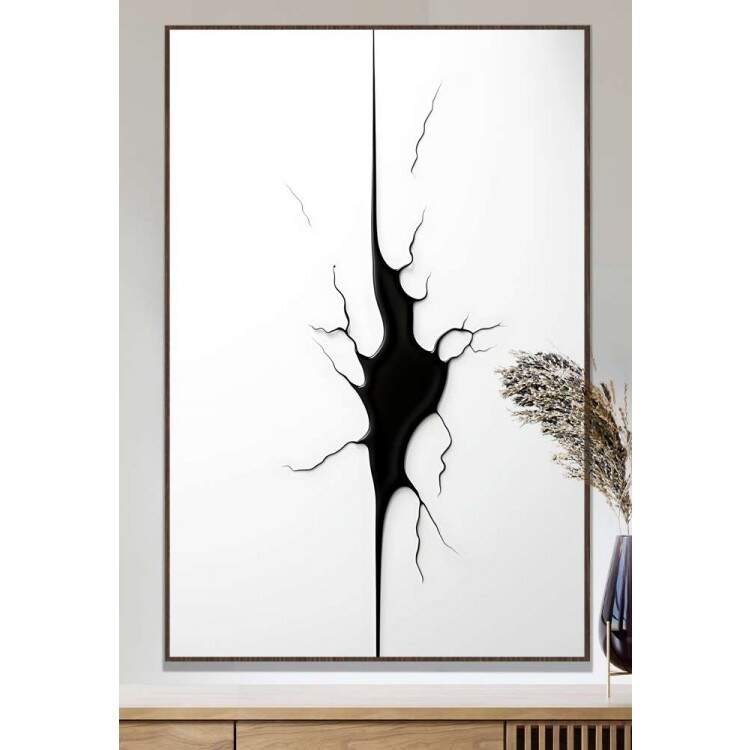 Quadro Decorativo Minimalista Estilo Trincado Preto