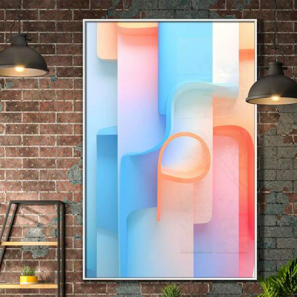 Quadro Decorativo Minimalista Figuras com Tons Pastis