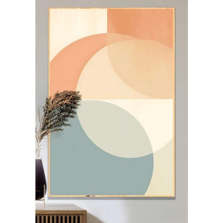 Quadro Decorativo Minimalista Geomtrico Laranja e Azul