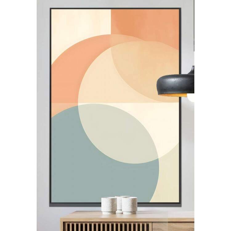 Quadro Decorativo Minimalista Geomtrico Laranja e Azul