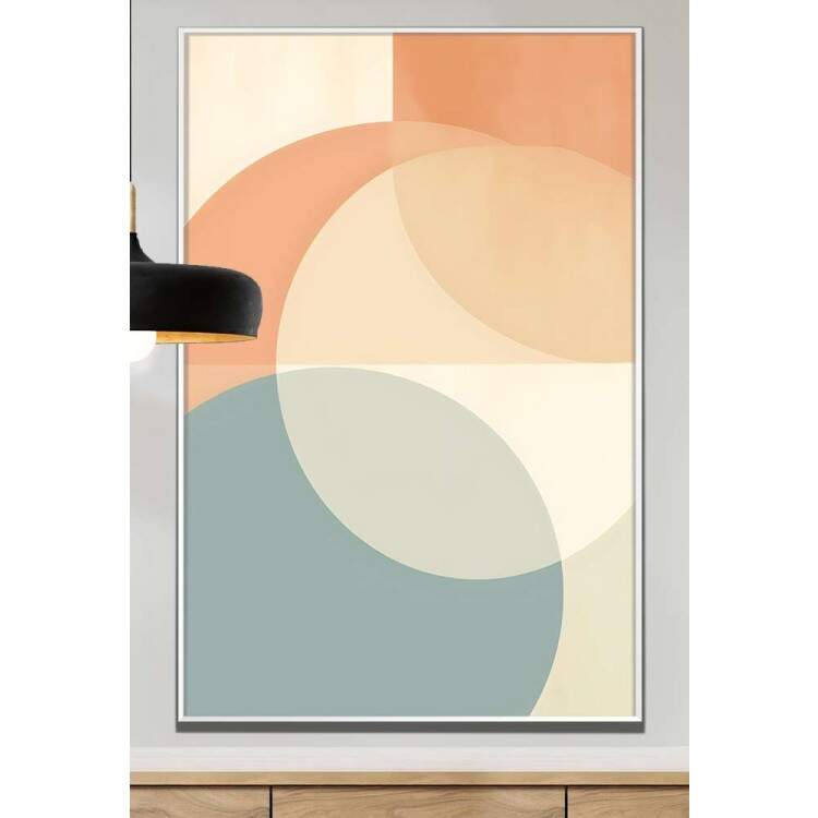 Quadro Decorativo Minimalista Geomtrico Laranja e Azul