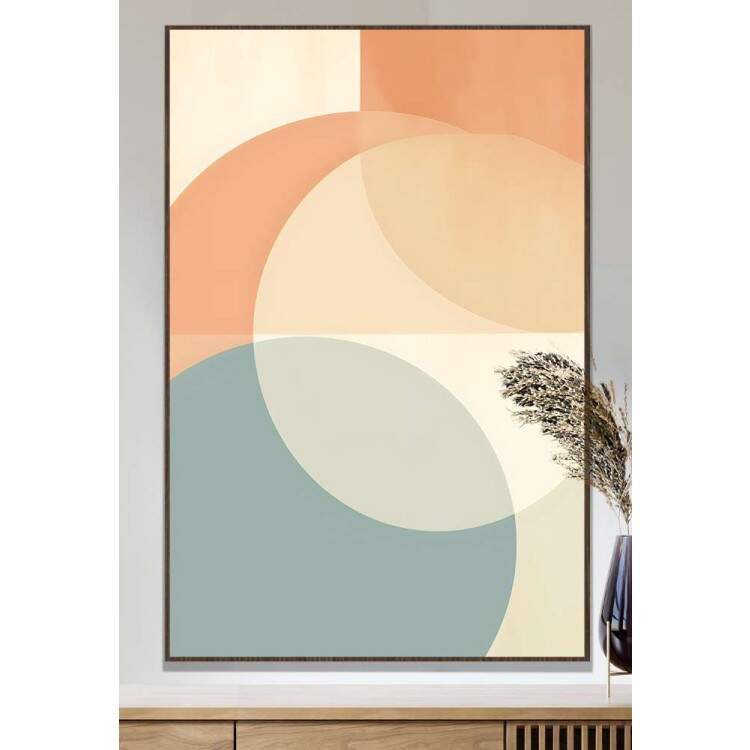 Quadro Decorativo Minimalista Geomtrico Laranja e Azul
