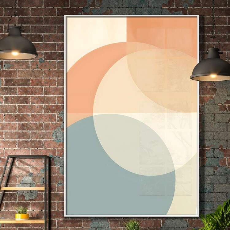 Quadro Decorativo Minimalista Geomtrico Laranja e Azul