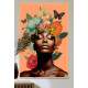 Quadro Decorativo Colagem de Flores com Borboletas Black Woman
