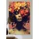 Quadro Decorativo Colagem de Flores em Cabelo Black Woman