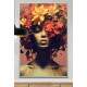 Quadro Decorativo Colagem de Flores em Cabelo Black Woman
