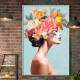 Quadro Decorativo Colagem de Flores em Cabelo de Mulher