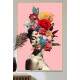 Quadro Decorativo Colagem de Flores em Metade de Rosto de Mulher