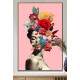 Quadro Decorativo Colagem de Flores em Metade de Rosto de Mulher