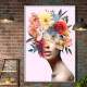 Quadro Decorativo Colagem de Flores em Mulher Olhando de Lado