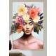 Quadro Decorativo Colagem de Flores em Mulher Olhando Para Baixo