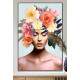 Quadro Decorativo Colagem de Flores em Mulher Olhando Para Baixo