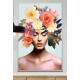 Quadro Decorativo Colagem de Flores em Mulher Olhando Para Baixo