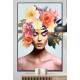 Quadro Decorativo Colagem de Flores em Mulher Olhando Para Baixo