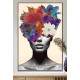 Quadro Decorativo Colagem de Flores em Mulher Preto e Branco
