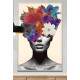 Quadro Decorativo Colagem de Flores em Mulher Preto e Branco