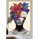Quadro Decorativo Colagem de Flores em Mulher Preto e Branco