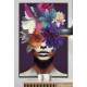 Quadro Decorativo Colagem de Flores em Mulher Tons de Roxo