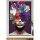 Quadro Decorativo Colagem de Flores em Mulher Tons de Roxo