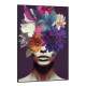 Quadro Decorativo Colagem de Flores em Mulher Tons de Roxo