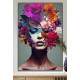 Quadro Decorativo Colagem de Flores em Volta de Mulher