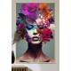 Quadro Decorativo Colagem de Flores em Volta de Mulher