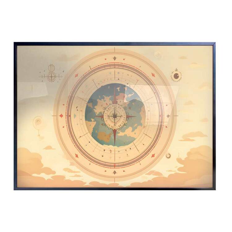 Quadro Decorativo Mapa do Mundo em Terra Plana Cores Suaves