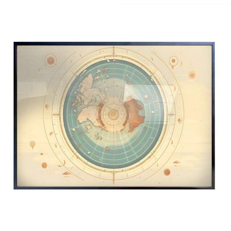 Quadro Decorativo Mapa do Mundo Em Globo Sol e Lua Mapeados