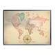 Quadro Decorativo Mapa-M�ndi com B�ssola em Cores Past�is