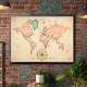 Quadro Decorativo Mapa-M�ndi com B�ssola em Cores Past�is