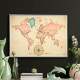 Quadro Decorativo Mapa-M�ndi com B�ssola em Cores Past�is
