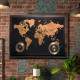 Quadro Decorativo Mapa-M�ndi Estilo Retr� e Disco de Vinil Estilo 3D