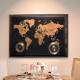 Quadro Decorativo Mapa-M�ndi Estilo Retr� e Disco de Vinil Estilo 3D