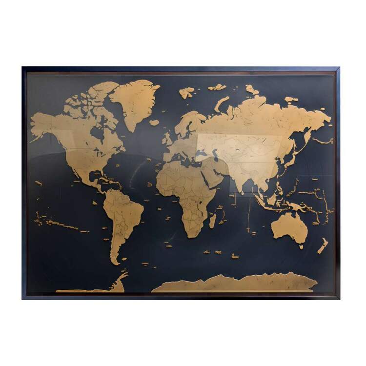 Quadro Decorativo Mapa-Mndi Estilo Rstico