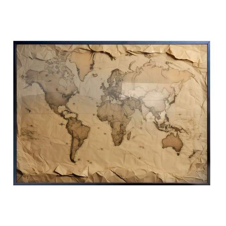 Quadro Decorativo Mapa-Mndi Estilo Textura Retr