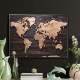 Quadro Decorativo Mapa-M�ndi R�stico Estilo 3D em Madeira