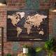 Quadro Decorativo Mapa-M�ndi R�stico Estilo 3D em Madeira