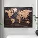 Quadro Decorativo Mapa-M�ndi R�stico Estilo 3D em Madeira