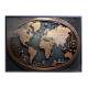 Quadro Decorativo Mapa-M�ndi R�stico Vintage Estilo 3D