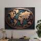 Quadro Decorativo Mapa-M�ndi R�stico Vintage Estilo 3D